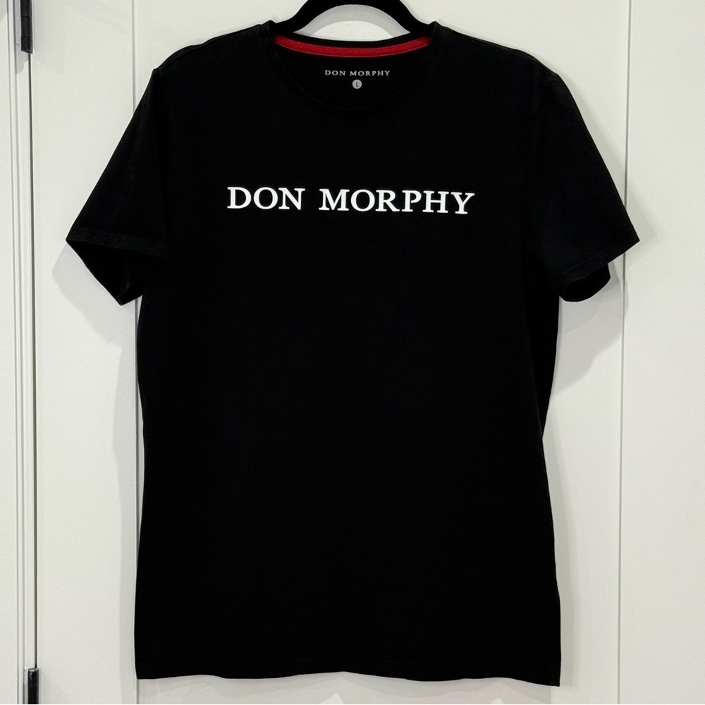 Don Morphy Logo Spellout T-Shirt Black Short Sleeve Large Streetwear Edgy Casual